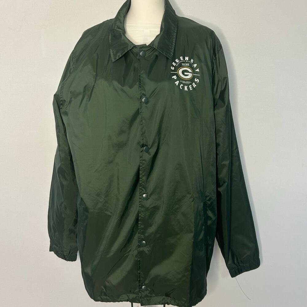 Green Bay Packers NFL Team Apparel Men’s XL Coach Jacket Green Snap Front NWT